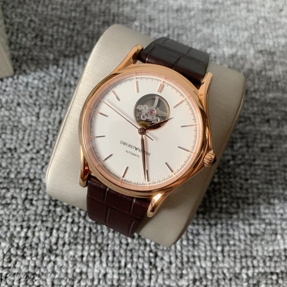Armani automatic mechanical watch rose gold white main image 4